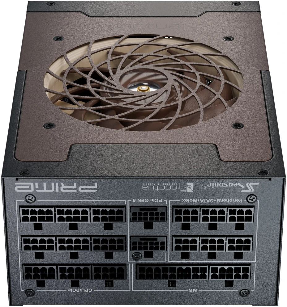„Seasonic Prime TX-1600 Noctua Edition“ maitinimo šaltinis, „80 PLUS Titanium“, modulinis, ATX 3.1, PCIe 5.0 × 1600 vatų