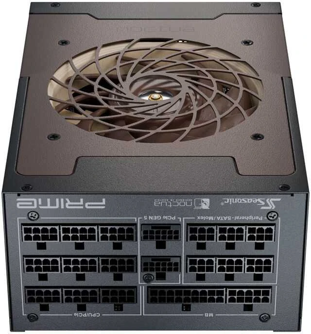 „Seasonic Prime TX-1600 Noctua Edition“ maitinimo šaltinis, „80 PLUS Titanium“, modulinis, ATX 3.1, PCIe 5.0 × 1600 vatų