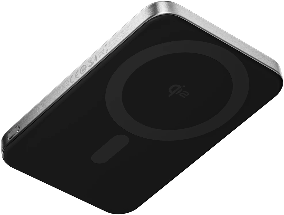 Rayovac SHARGE AeroMag Air Powerbank, 15W Qi2, 20W USB-C - 5.000mAh, juoda (YDD-AEROMAGAIR-M6)