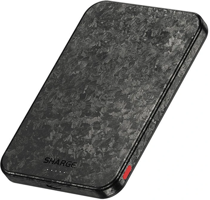 Azo SHARGE CarbonMag 5K nešiojamasis akumuliatorius, 15W Qi, 20W USB-C - 5.000mAh, juoda (YDD-SG-C3TXWCX-HEI)