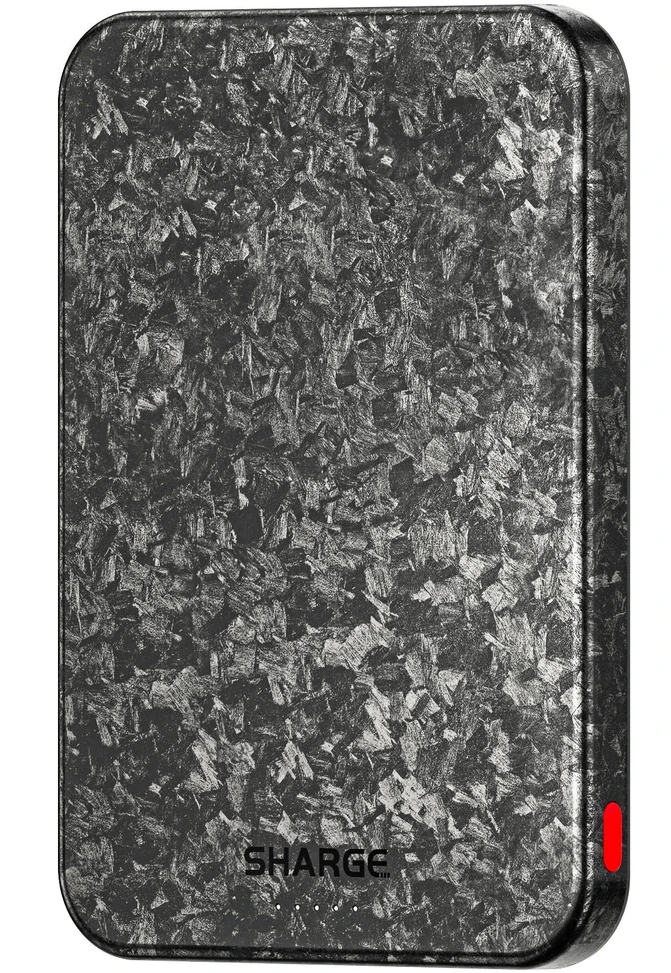 Azo SHARGE CarbonMag 5K nešiojamasis akumuliatorius, 15W Qi, 20W USB-C - 5.000mAh, juoda (YDD-SG-C3TXWCX-HEI)