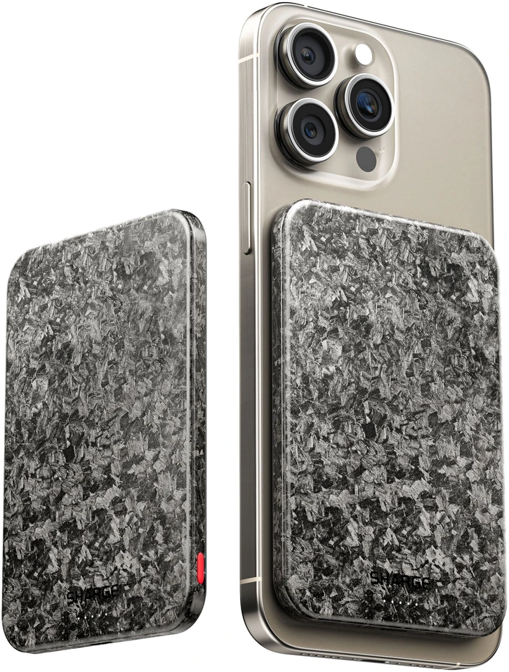Azo SHARGE CarbonMag 5K nešiojamasis akumuliatorius, 15W Qi, 20W USB-C - 5.000mAh, juoda (YDD-SG-C3TXWCX-HEI)