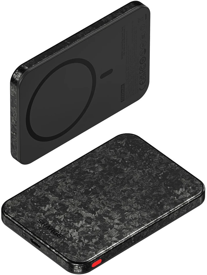 Azo SHARGE CarbonMag 5K nešiojamasis akumuliatorius, 15W Qi, 20W USB-C - 5.000mAh, juoda (YDD-SG-C3TXWCX-HEI)