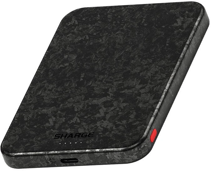 Azo SHARGE CarbonMag 5K nešiojamasis akumuliatorius, 15W Qi, 20W USB-C - 5.000mAh, juoda (YDD-SG-C3TXWCX-HEI)