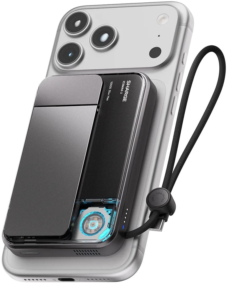 SHARGE ICEMAG 3 Powerbank, 10,000mAh, 25W Qi2, 35W USB-C - juodas
