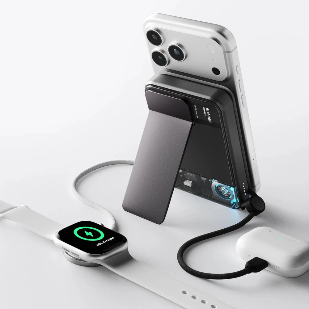 SHARGE ICEMAG 3 Powerbank, 10,000mAh, 25W Qi2, 35W USB-C - juodas