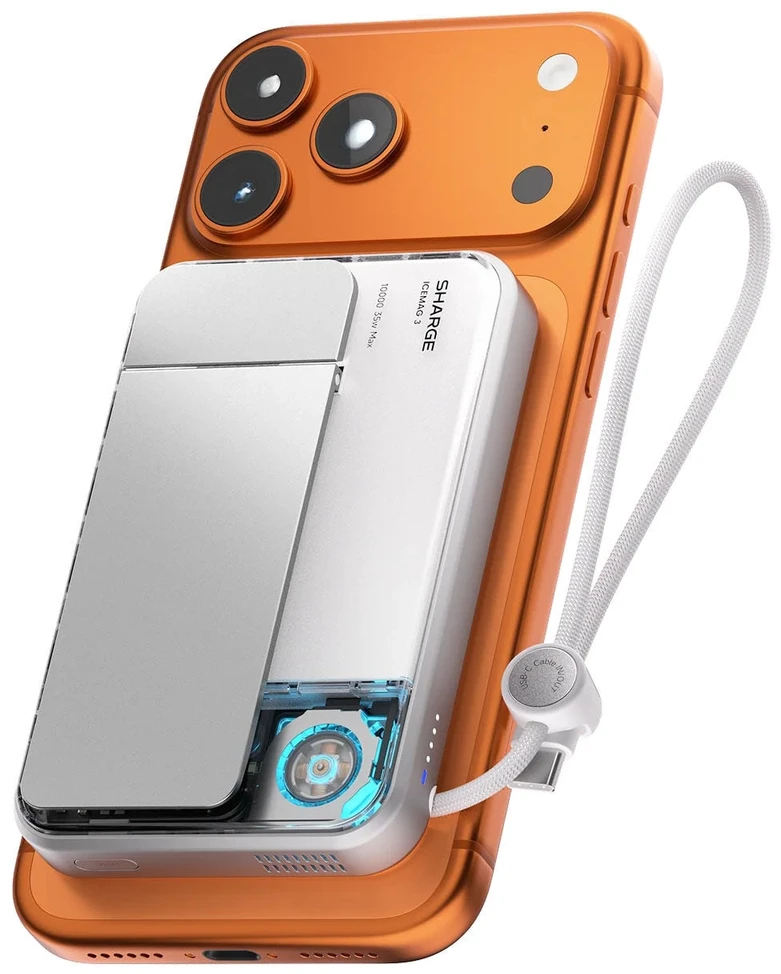 SHARGE ICEMAG 3 Powerbank, 10,000mAh, 25W Qi2, 35W USB-C - baltas