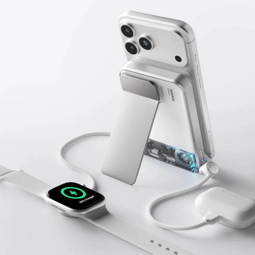 SHARGE ICEMAG 3 Powerbank, 10,000mAh, 25W Qi2, 35W USB-C - baltas