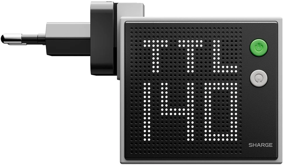 Įkroviklis PowerNeed SHARGE Pixel 140 GaN Charger, 140W, 3x USB-C, Dot Matrix Ekranas - pilkas (CDT-SG-140-EUR-DZP-HUI)