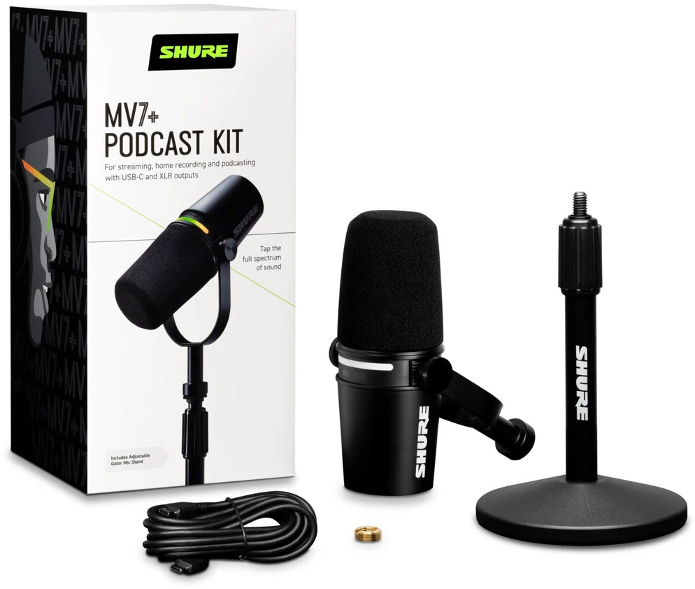 Shure MV7-K-BNDL mikrofono komplektas su stovu