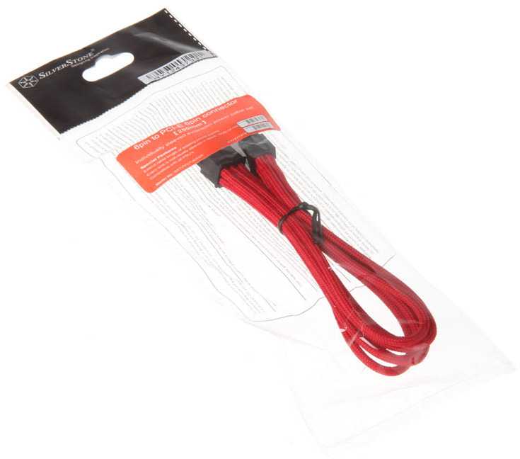 SilverStone 6 kontaktų PCIe į 6 kontaktų PCIe prailginimo kabelis, 250 mm, raudonas