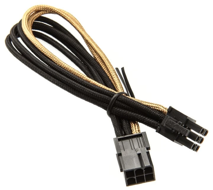 SilverStone 6-Pin-PCIe to 6-Pin-PCIe Cable 250mm - juodos spalvos/aukso spalvos