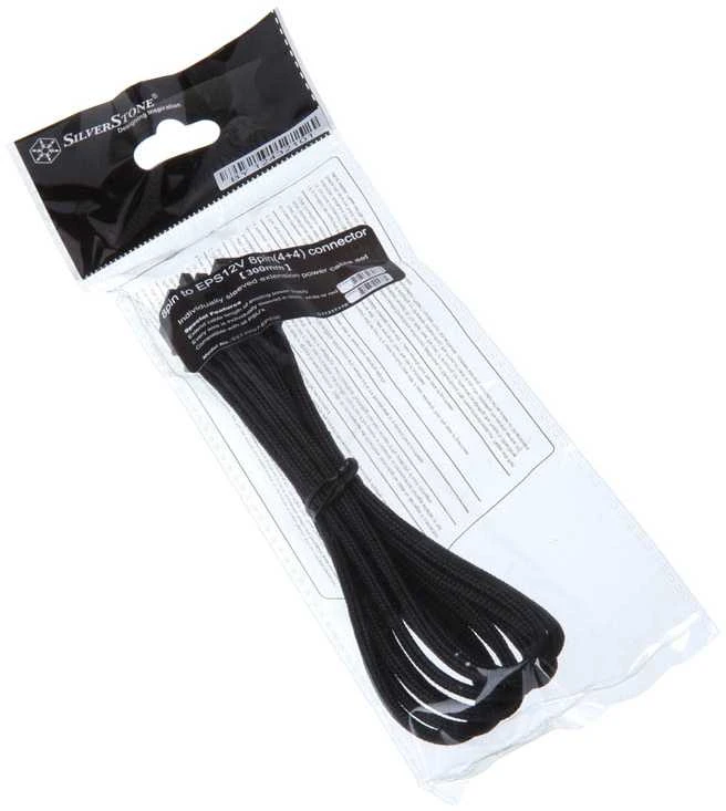 SilverStone 8-Pin-EPS to 4+4-Pin-ATX/EPS – 300mm juodas