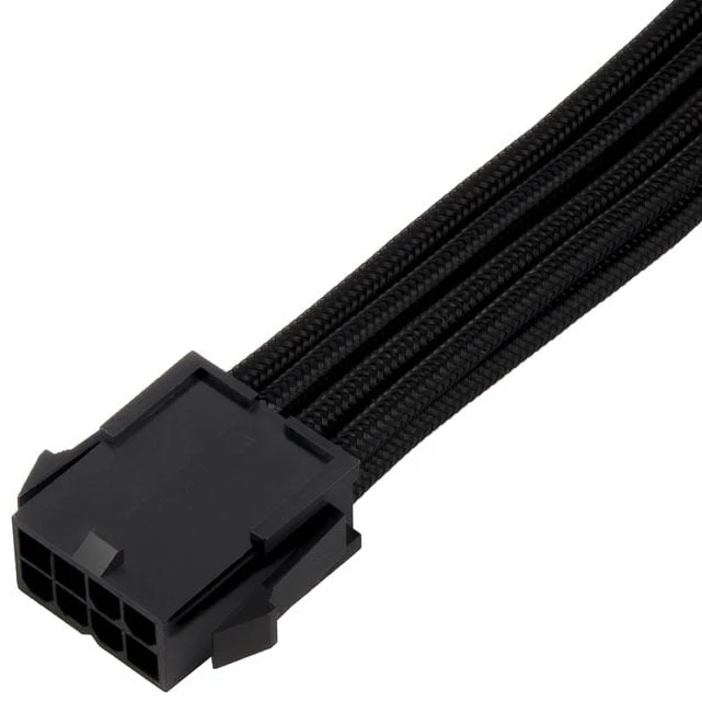SilverStone 8-pin PCIe to 6+2-pin PCIe extension, 250mm - Juodas