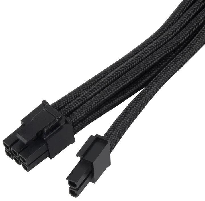 SilverStone 8-pin PCIe to 6+2-pin PCIe extension, 250mm - Juodas