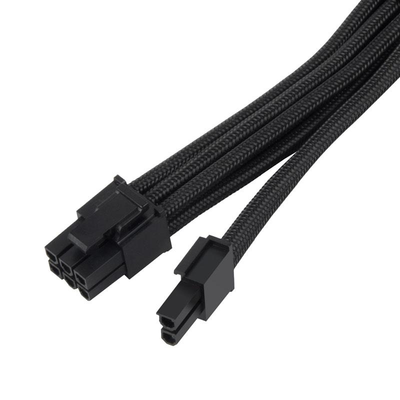 SilverStone 8-pin PCIe to 6+2-pin PCIe extension, 250mm - Juodas