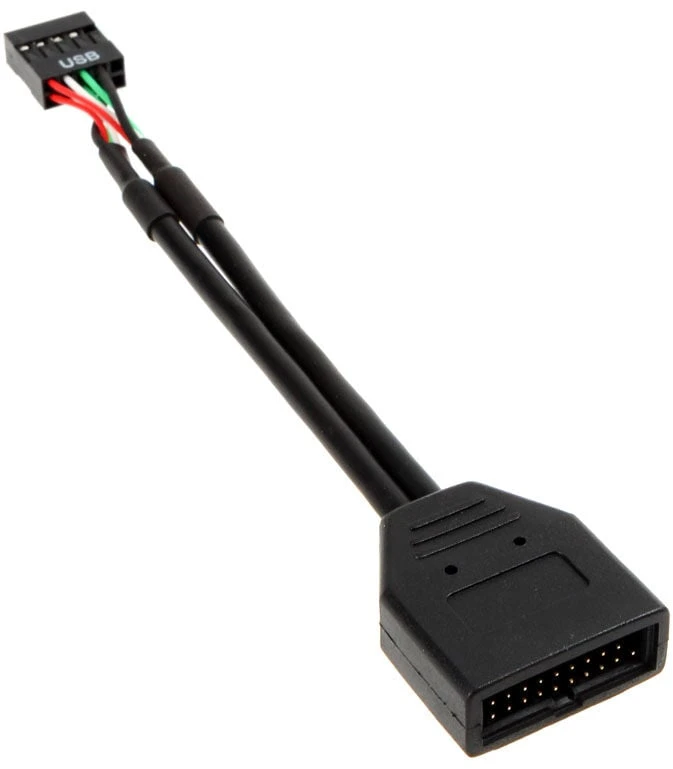 SilverStone sistemos laidas Vidinis 19 kontaktų USB 3.0 į USB 2.0 adapterio laidas 8 kontaktų, 19 kontaktų, 0,1 m, Juodas