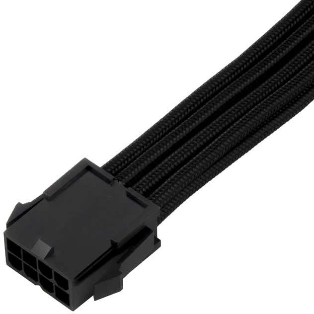 „SilverStone“ EPS 8 kontaktų į EPS/ATX 4+4 kontaktų jungčių kabelis, 300 mm ilgio, juodas