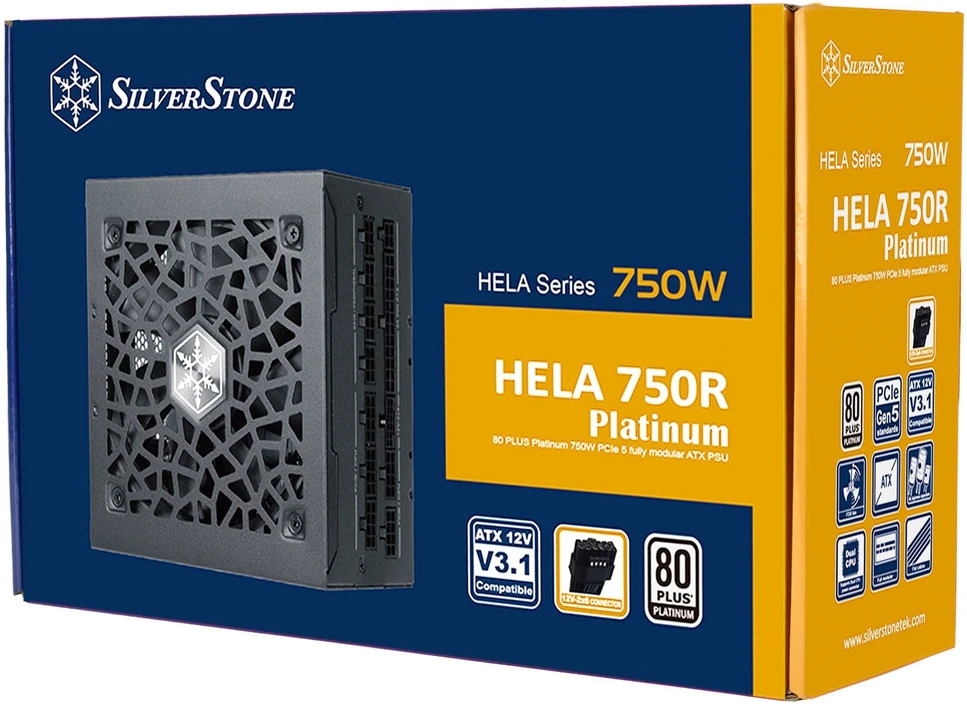 „SilverStone HELA 750R 80 PLUS Platinum“ maitinimo šaltinis, ATX 3.1, PCIe 5.1 – 750 vatų