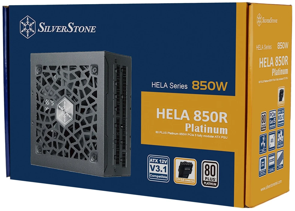 SilverStone HELA 850R 80 PLUS Platinum power supply, ATX 3.1, PCIe 5.1 - 850 watts, juodas