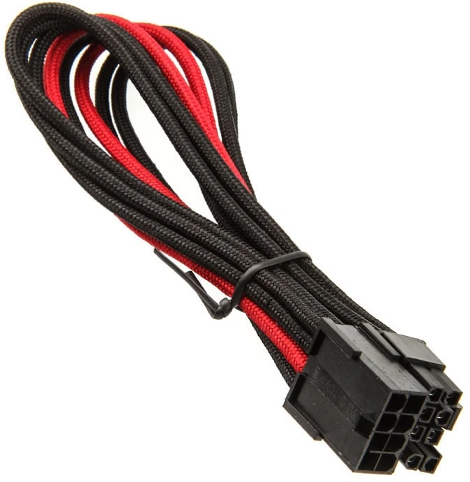 SilverStone PCIe-8-Pin to PCIe-6+2-Pin Cable, 250mm - juodos spalvos/raudonos spalvos