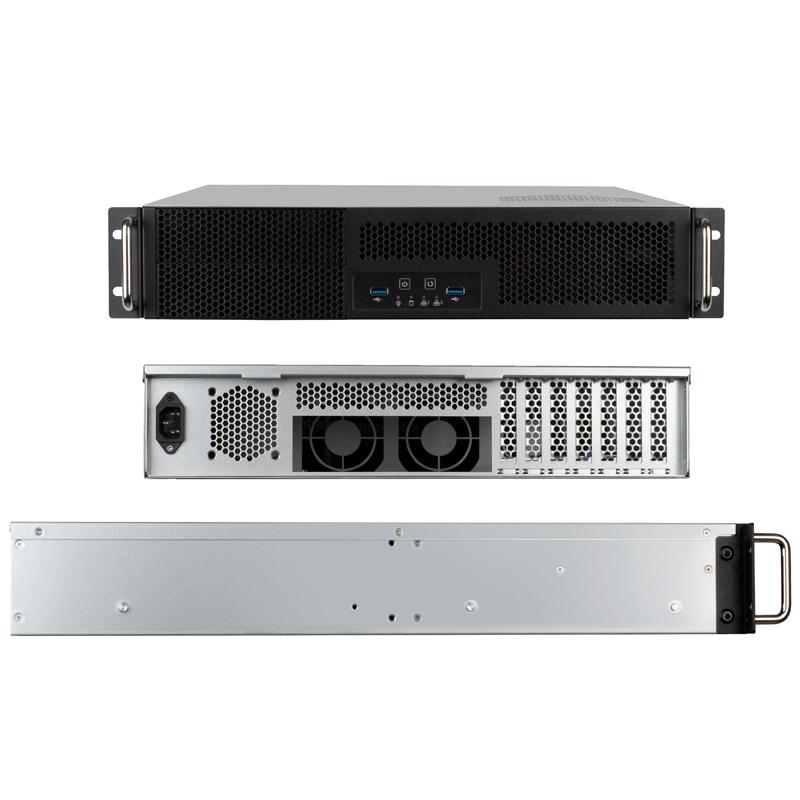 Serveris SilverStone RM23–502 Rackmount Serverio korpusas, ATX, USB 3.0 – 2U – juoda