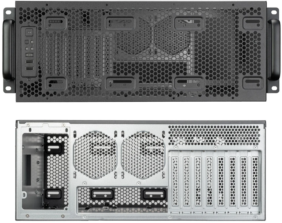 SilverStone RM4A 4U Rackmount, Rack, Server-case - juodas, 4 Hheneinheiten