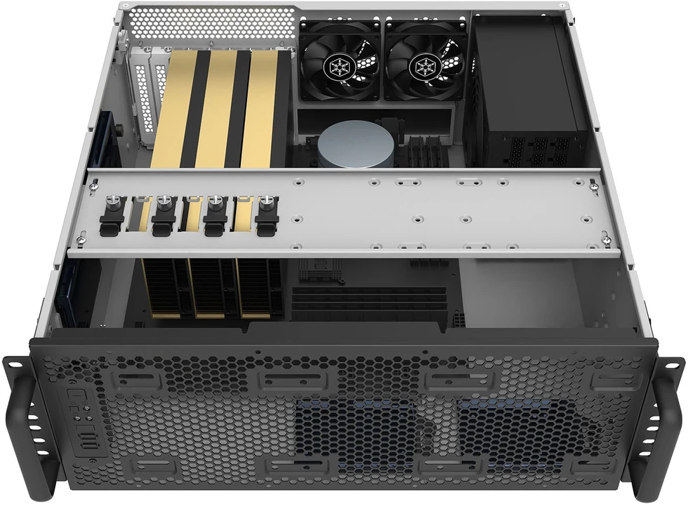 SilverStone RM4A 4U Rackmount, Rack, Server-case - juodas, 4 Hheneinheiten