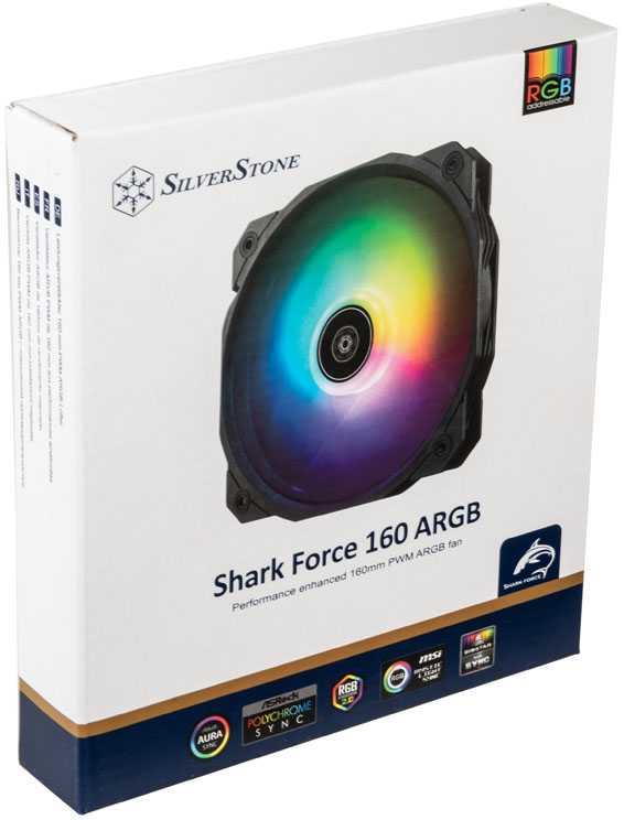SilverStone Shark Force Fan, ARGB - 160 mm, juodas