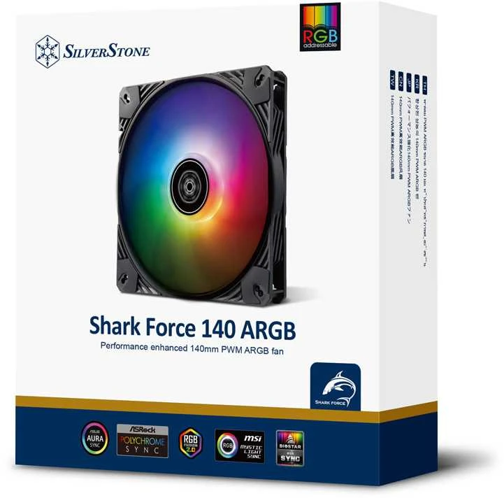 SilverStone Shark Force ventiliatorius, ARGB - 140mm, juodas
