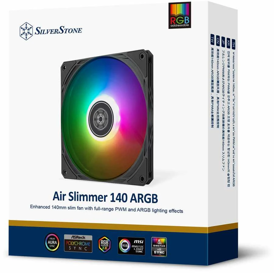 SilverStone SST-AS140B-ARGB Air Slimmer 140 PWM Fan – juodas