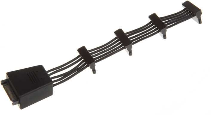 SilverStone SATA 15-pin - SATA 15-pin x4, 0.19m, Juodas (SSTCP06E4SATAIIAnschlusskabel)