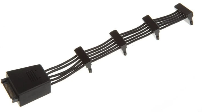 SilverStone SATA 15-pin - SATA 15-pin x4, 0.19m, Juodas (SSTCP06E4SATAIIAnschlusskabel)