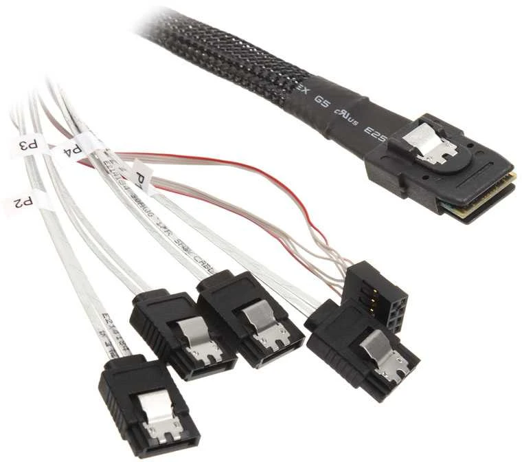 „SilverStone SST-CPS03 Mini-SAS“ į SATA kabelis, 50 cm