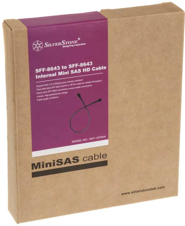 „SilverStone SST-CPS04 Mini SAS 36 kontaktų kabelis - 50 cm“