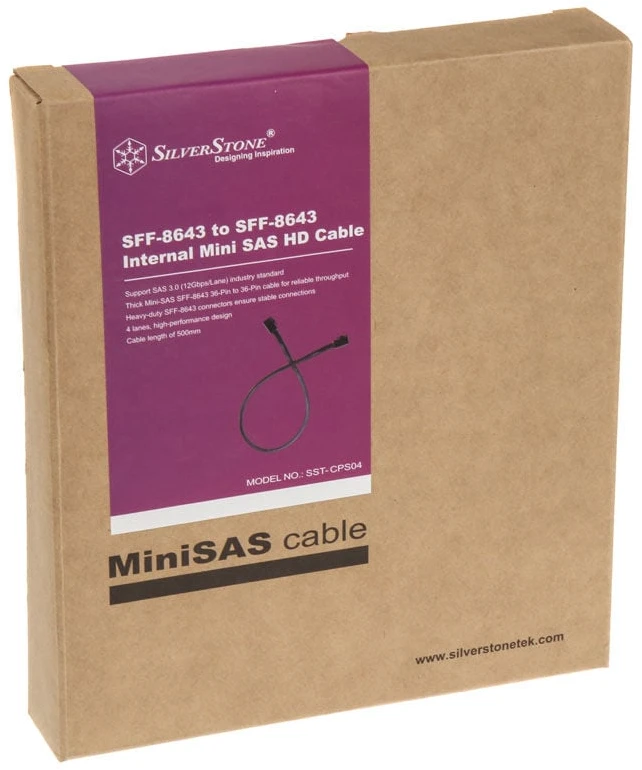 „SilverStone SST-CPS04 Mini SAS 36 kontaktų kabelis - 50 cm“