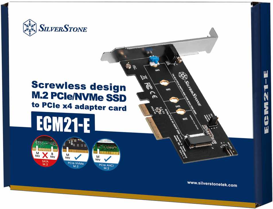Kontrolierius SilverStone PCIE 3, 0 x 4 - M.2 PCIE M raktas (SST-ECM21-E)