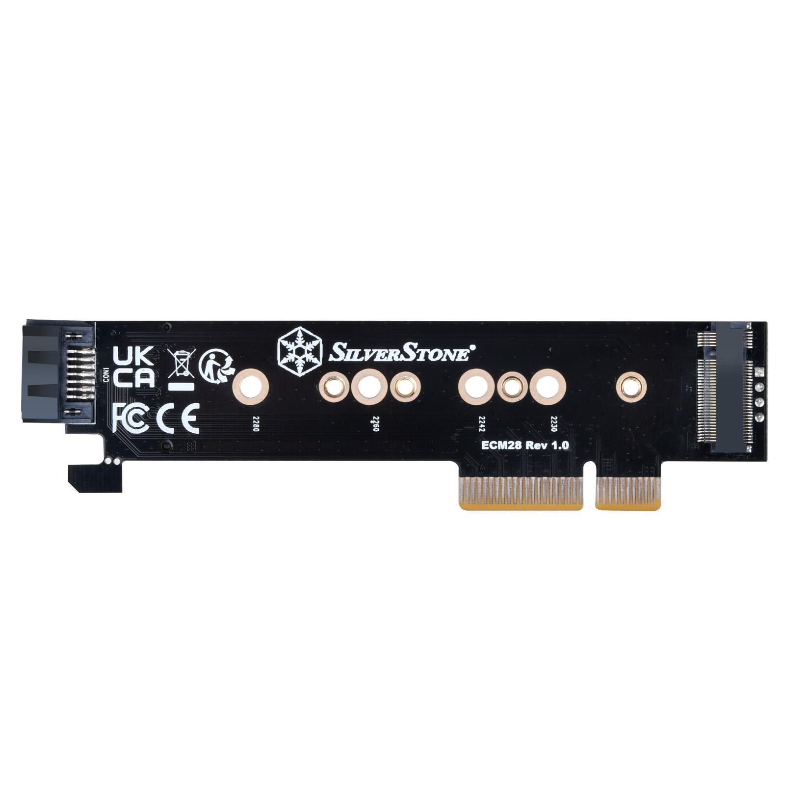 SilverStone Silverstone SST-ECM28 M.2/SATA Adapterkarte, PCIe 4.0, 1x M-Key, 1x SATA