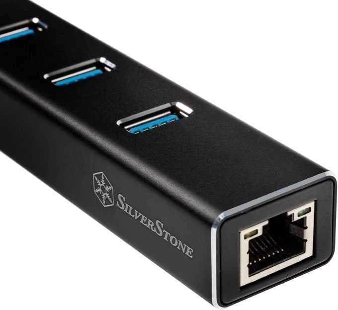 SilverStone EP04 3 prievadų USB ir Gigabit Ethernet šakotuvas juodas