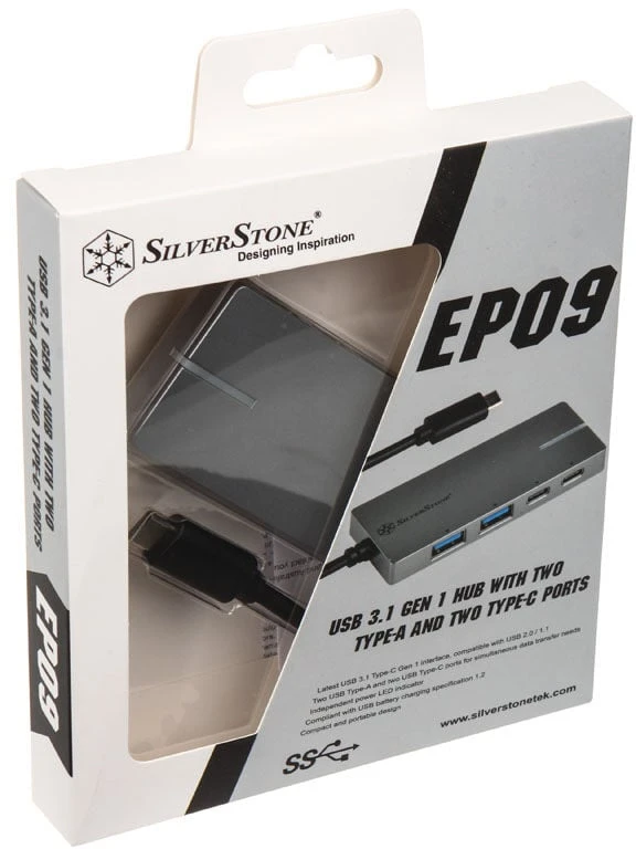 HUB USB SilverStone 2x USB-C + 2x USB-A 3.1 Gen1 (SST-EP09C)