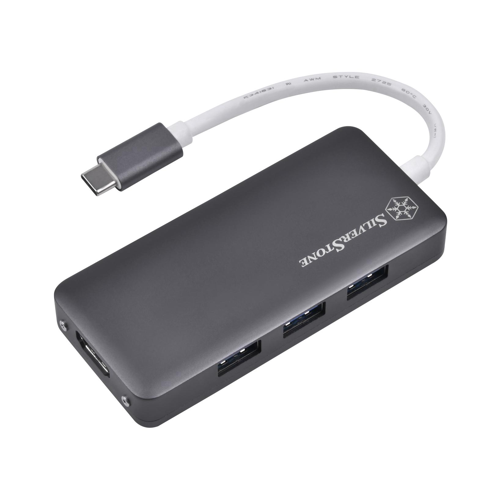 HUB USB SilverStone SST-EP14C - USB 3.1 Typ-C Gen1 auf HDMI, 3x USB 3.1 Gen 1 Type-A, 1x USB 3.1 Gen 1 Type-C (PD 2.0 charging)