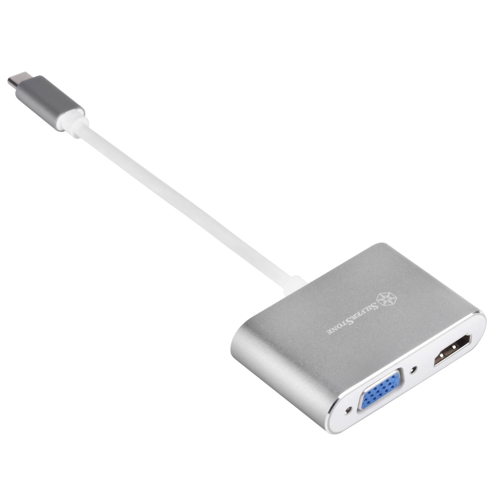 Adapteris USB SilverStone SST-EP16C USB-C - HDMI + VGA Sidabrinė (40186)