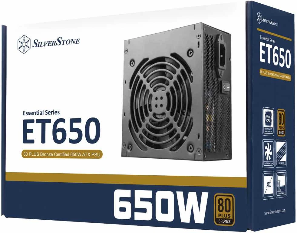 „SilverStone SST-ET650-B v1.4 650W“, kompiuterio maitinimo šaltinis - juodas, 4x PCIe, 650 vatų