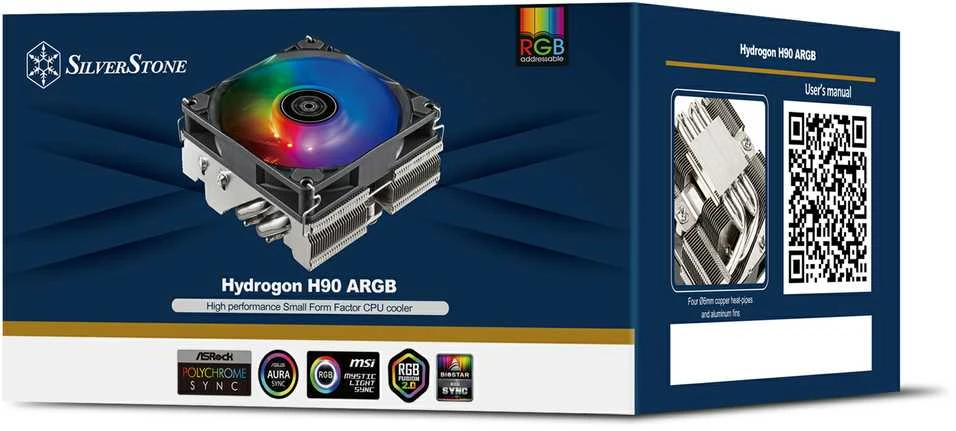 „SilverStone SST–HYH90–ARGB“ – „Hydrogon“ procesoriaus aušintuvas, ARGB – 92 mm