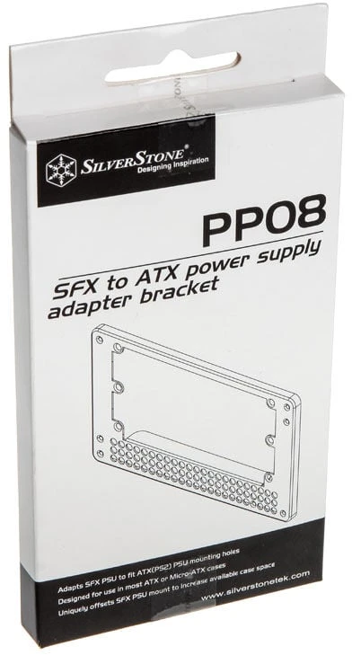 „SilverStone SST-PP08“ maitinimo šaltinio adapterio laikiklis, skirtas SFX į ATX – Juodas