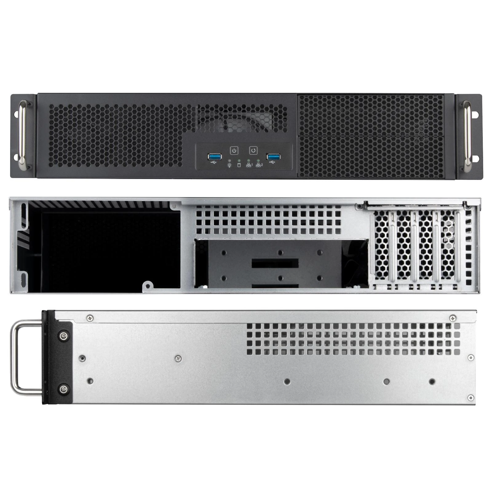 „SilverStone SST-RM23-502-MINI“ – montuojamas ant stovo, serverio korpusas, 2U, „Micro-ATX“ – juodas