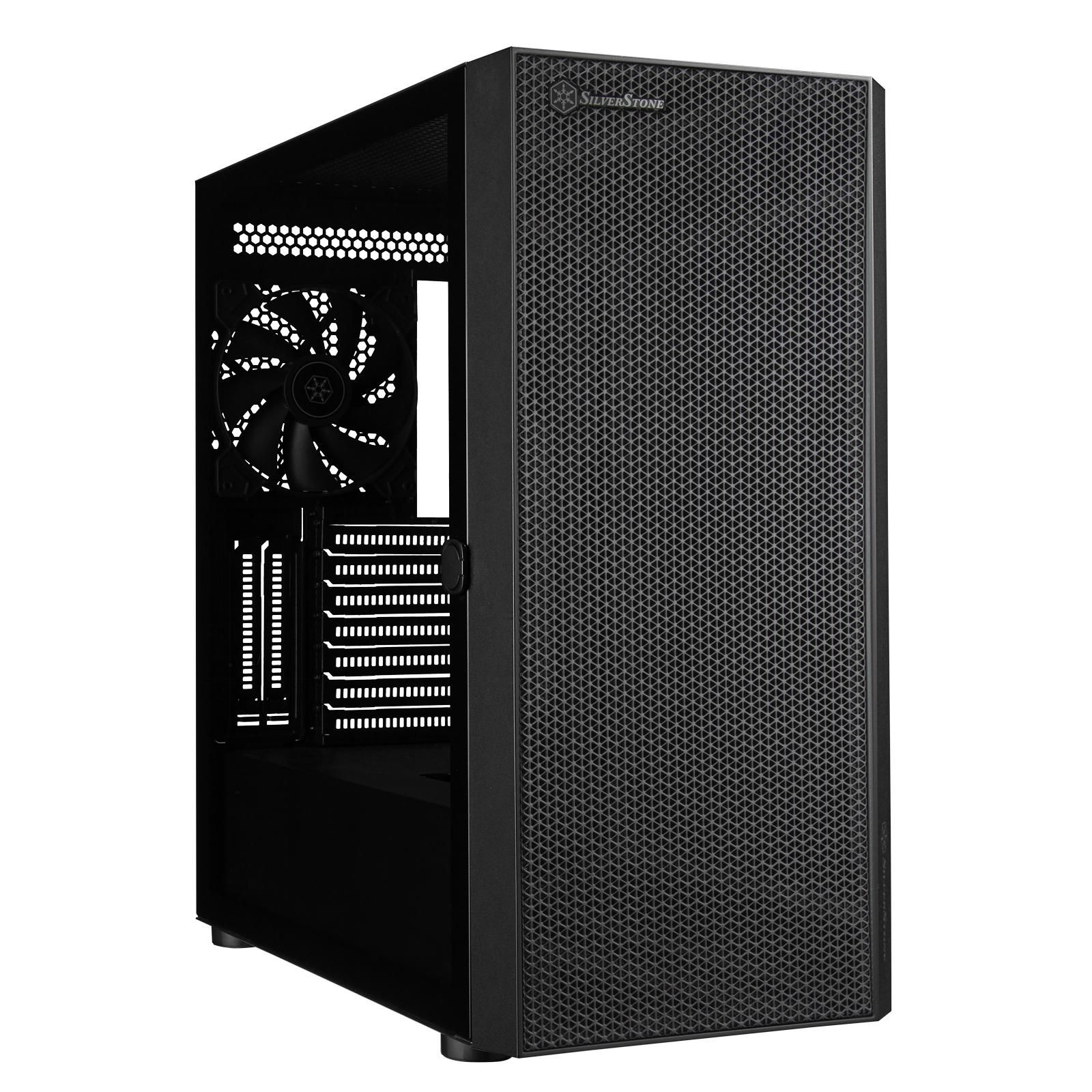 „SilverStone SST–SEH1B–G“ – „SETA H1 Midi–Tower“, grūdintas stiklas – juoda