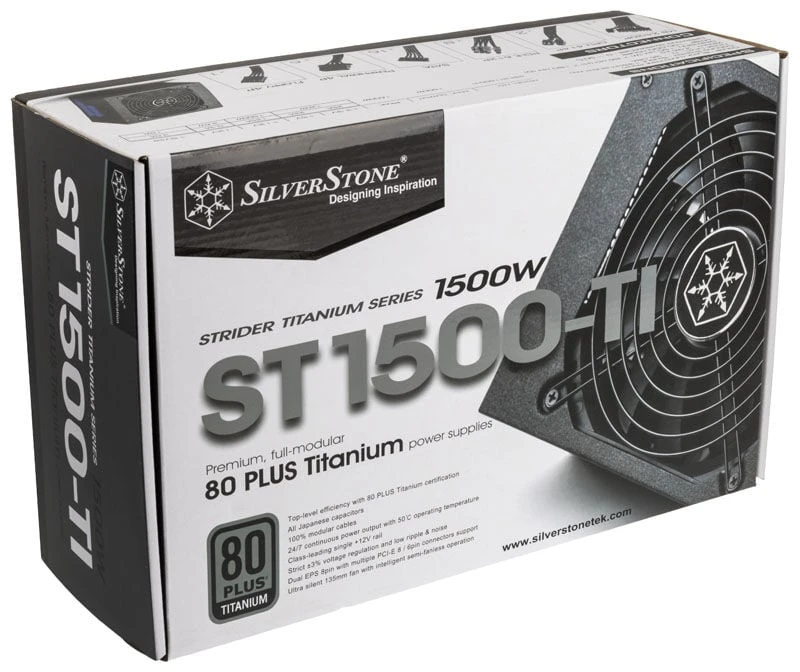 „SilverStone SST-ST1500-TI v2.0 Strider“ maitinimo šaltinis 80 PLUS Titanium, modulinis - 1500 vatų