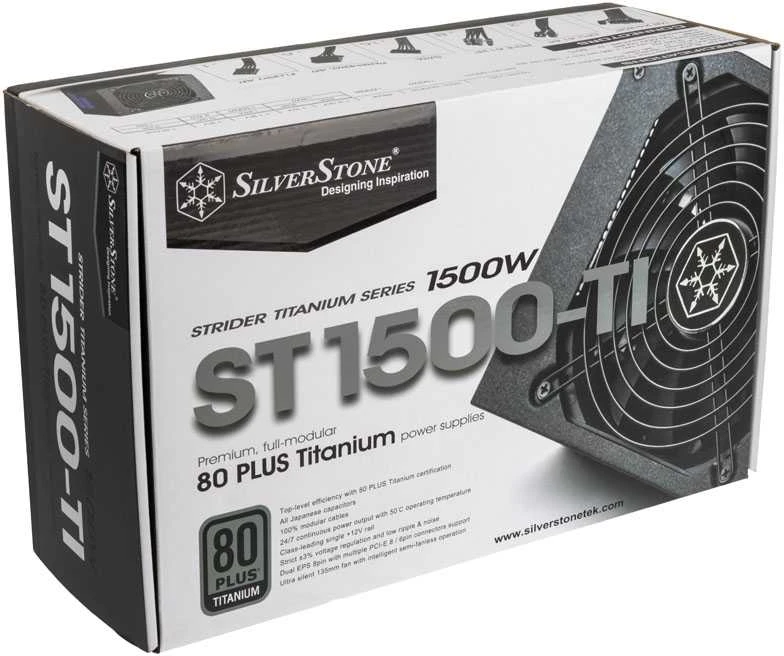 „SilverStone SST-ST1500-TI v2.0 Strider“ maitinimo šaltinis 80 PLUS Titanium, modulinis - 1500 vatų