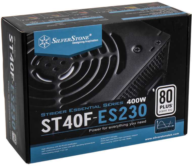 Silverstone ATX PSU SST-ST40F-ES230, 400W 80 Plus, mažas triukšmas 120mm